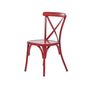 Red Metal Farmhouse Outdoor Dining Chair (Set of 2)