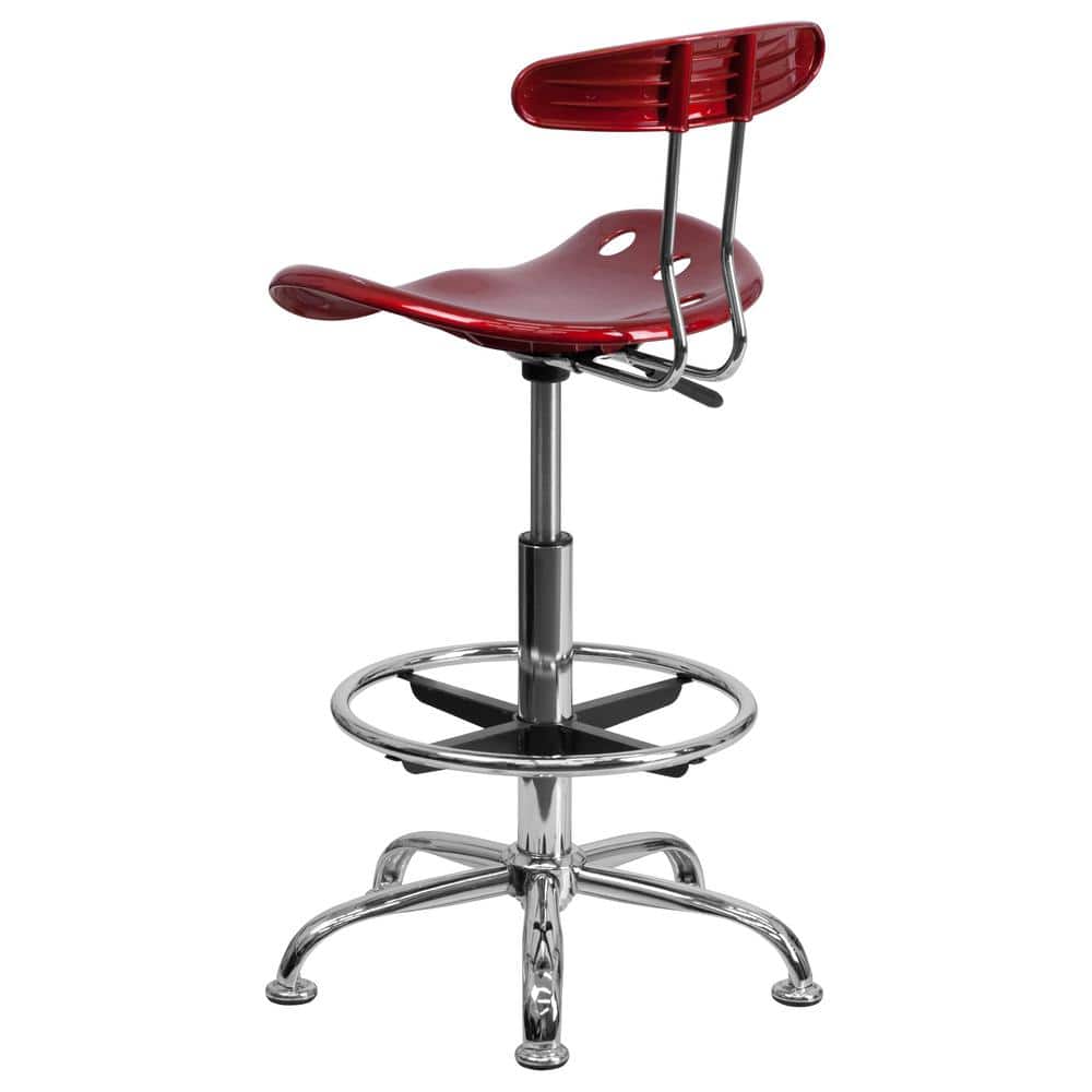 Wine Red Adjustable Swivel Metal Bar Stool