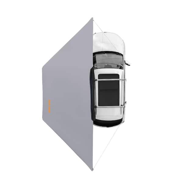 FIROMO 6.4 ft. x 19 ft. Grey Trapezoid Heavy Weight Sun Shade Sail, 180-Degree Free-Standing Awning 600D Double-Ripstop Oxford