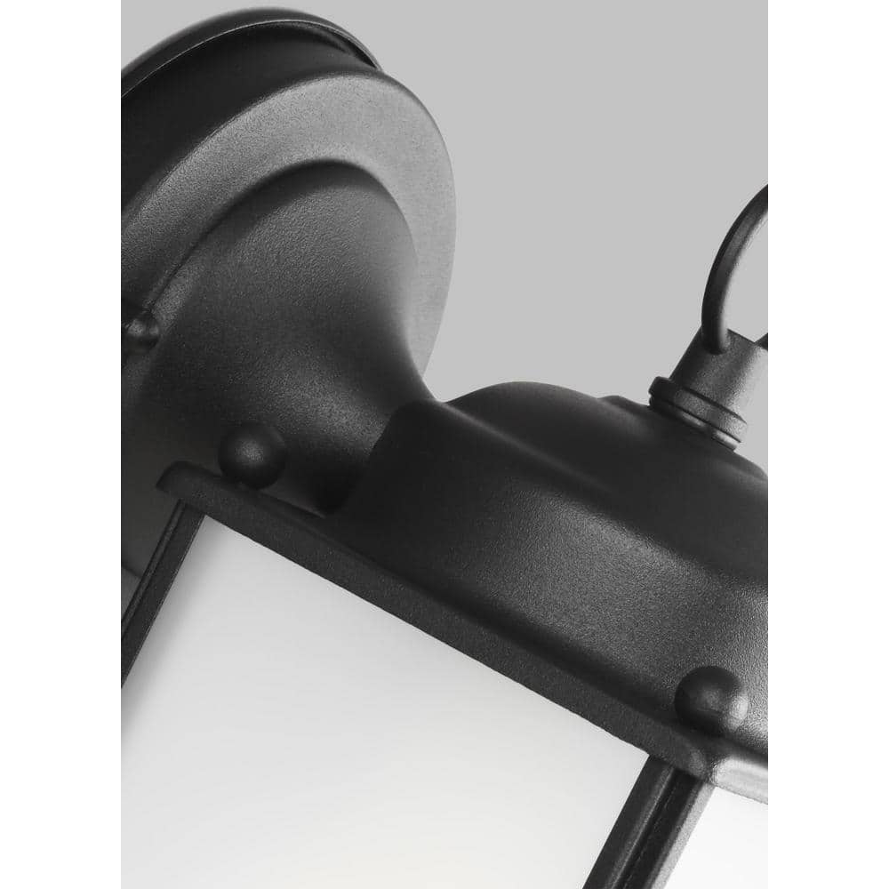 Black Satin Etched Glass Outdoor Wall Lantern