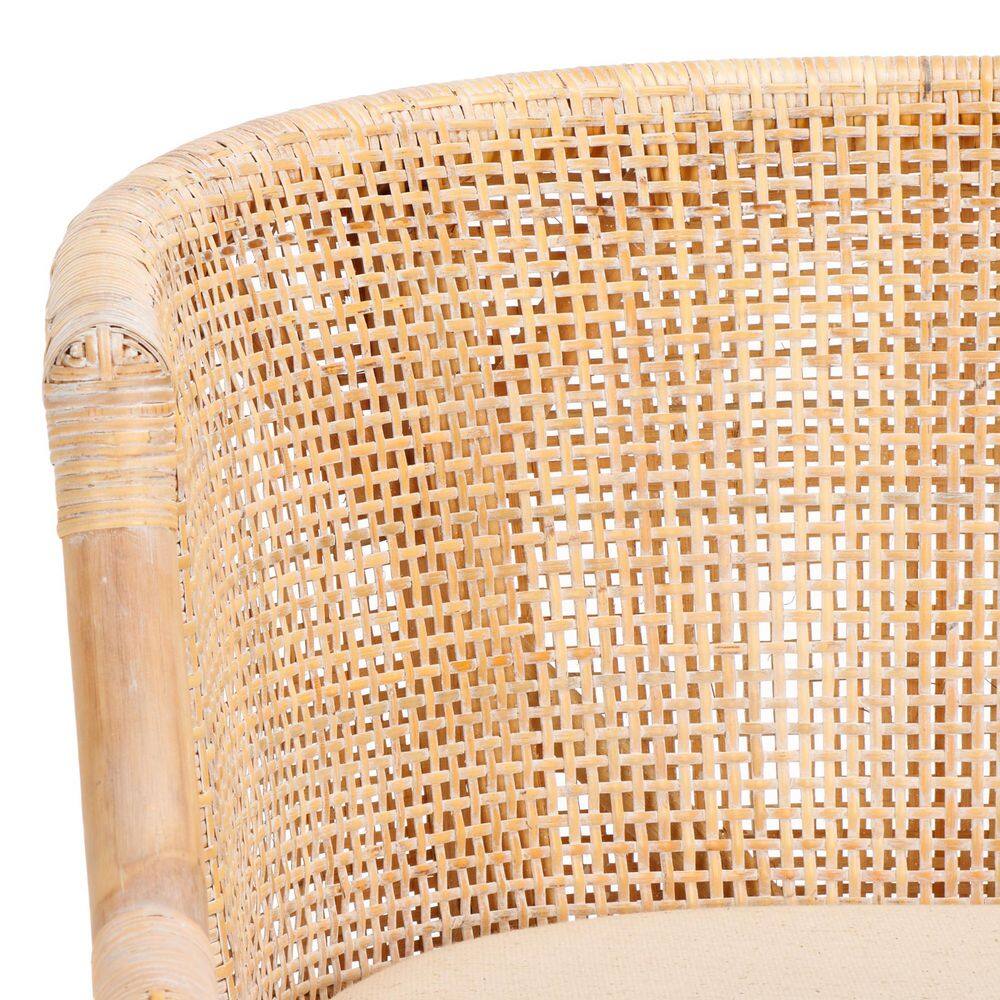 Natural White Wash Rattan and Faux Leather Extra Tall Stool