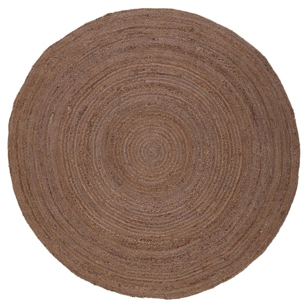 SAFAVIEH Natural Fiber Brown Doormat 3 ft. x 3 ft. Circles Solid Color Round Area Rug