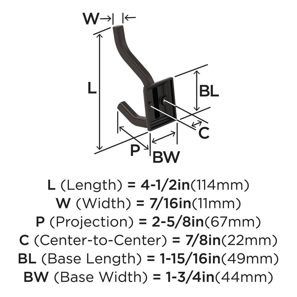 Oil-Rubbed Bronze Double Prong Decorative Wall Hook