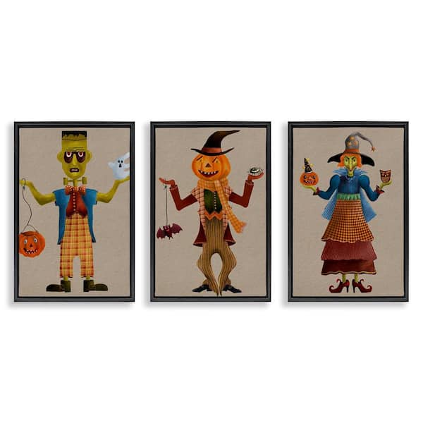 Fun Halloween Friends by Regina Moore 3 Pieces Black Floater Frame Abstract Graphic Art Print 25 in. x 17 in.