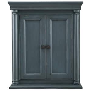 Strousse 26 in. W x 30 in. H Wall Cabinet in Distressed Blue Fog
