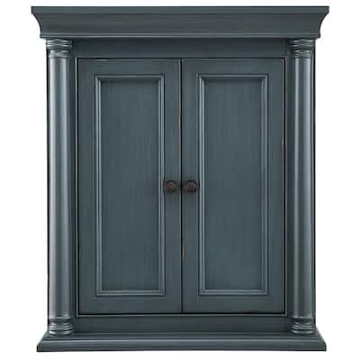 Strousse 26 in. W x 30 in. H Wall Cabinet in Distressed Blue Fog