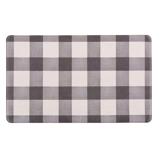 World Rug Gallery Checkered Plaid Black 18 in. x 30 in. Anti-Fatigue ...