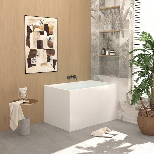 Rectangular Tub Vomlor 43 in. x 27 in. Acrylic Freestanding Rectangle Soaking Bathtub ...