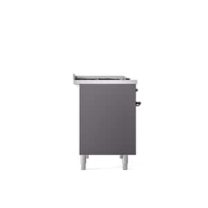 Nostalgie II 40 in. 6 Burner Freestanding Double Oven Dual Fuel Range in Graphite Matte with Bronze