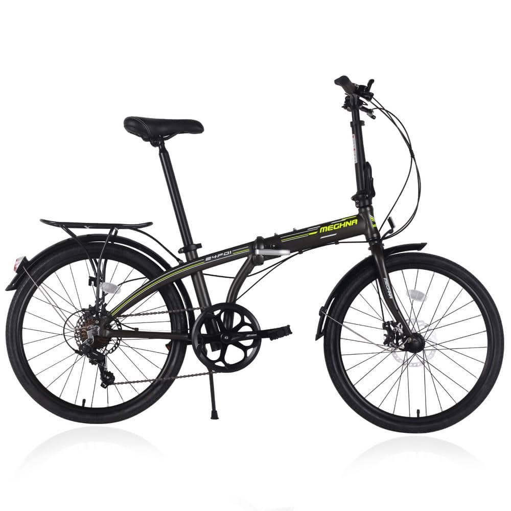 Zeus & Ruta 24 in. Black Aluminum Frame 7 Speed Folding Bike Taylor42