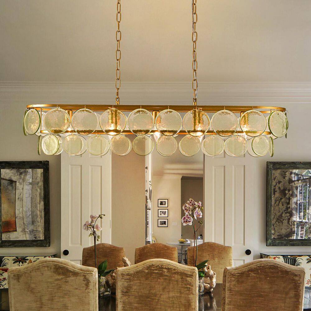 Dvorakova 39.76 in. 5-Light Antique Brass Tiered Linear Chandelier for Kitchen Island Dining Room price history on PriceWatchPro