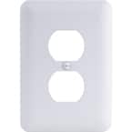 Perry 1-Gang Duplex Metal Wall Plate, White (Textured/Paintable Finish)
