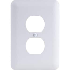 White (Paintable) 1-Gang Duplex Perry Metal Wall Plate