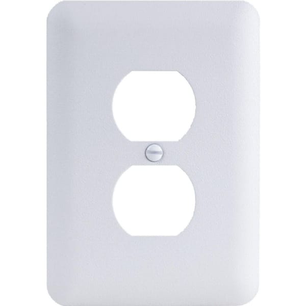 Hampton Bay Perry 1-Gang Duplex Metal Wall Plate, White (Textured/Paintable Finish)