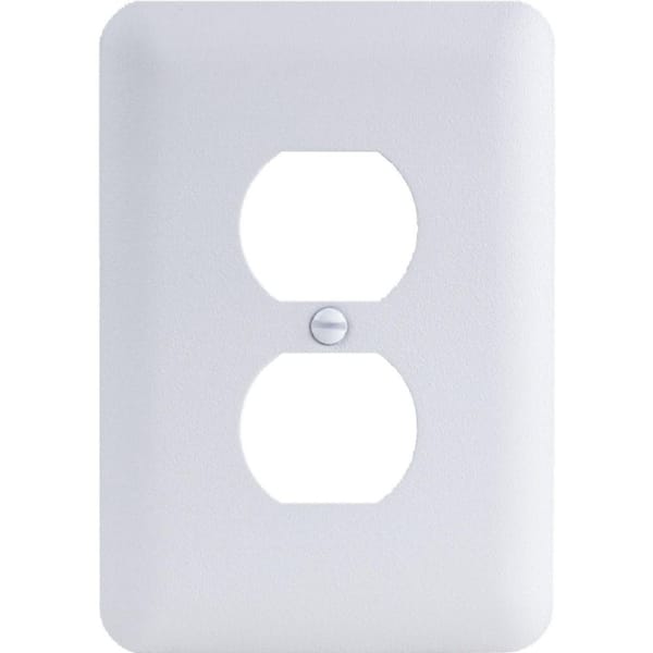 Perry 1-Gang Duplex Metal Wall Plate, White (Textured/Paintable Finish)