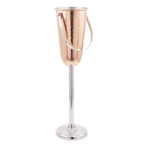 31.25 in. x 8.25 in. x 10 in. Hammered Decor Copper Champagne Cooler with Stand