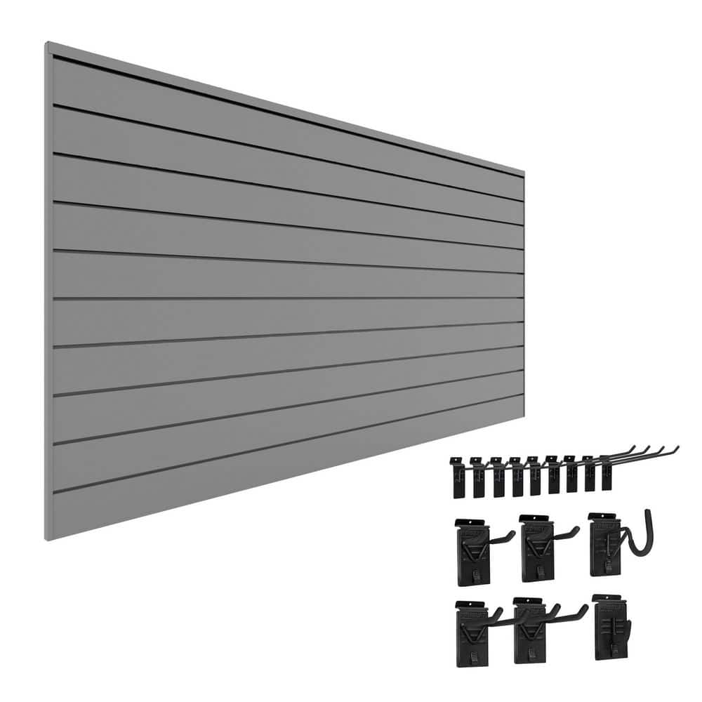 48 in. H x 96 in. W PVC Slatwall Kit with Basic Bundle in Light Gray (15-Piece) price history on PriceWatchPro