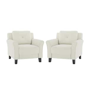 Anton Trasitional Lamb Wool Slipcovered Armchair Set of 2-Ivory