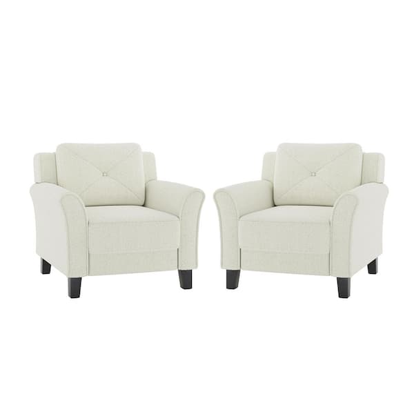 JAYDEN CREATION Anton Trasitional Lamb Wool Slipcovered Armchair Set of 2-Ivory