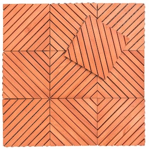 12 in. x 12 in. Outdoor Patio 12-Diagonal Slat Eucalyptus Interlocking Deck Tile (Set of 10 Tiles)