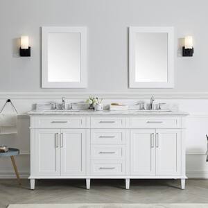 Sonoma 72 in. W x 22 in. D x 34 in H Bath Vanity in White with White Carrara Marble Top