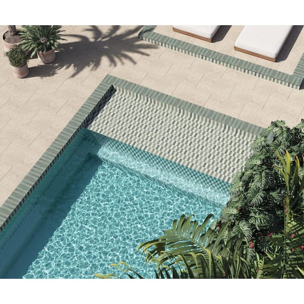 Celine 0.5" x 8" Matte Porcelain Jolly Trim in Sage (1.84 sq, ft,/case)