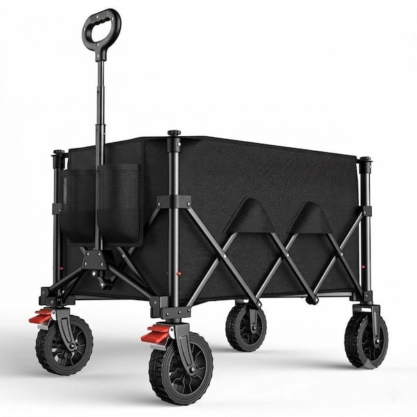 6.36 cu. ft. Oxford Fabric Garden Cart Heavy Duty Collapsible Wagon with All-Terrain Wheels and Brakes
