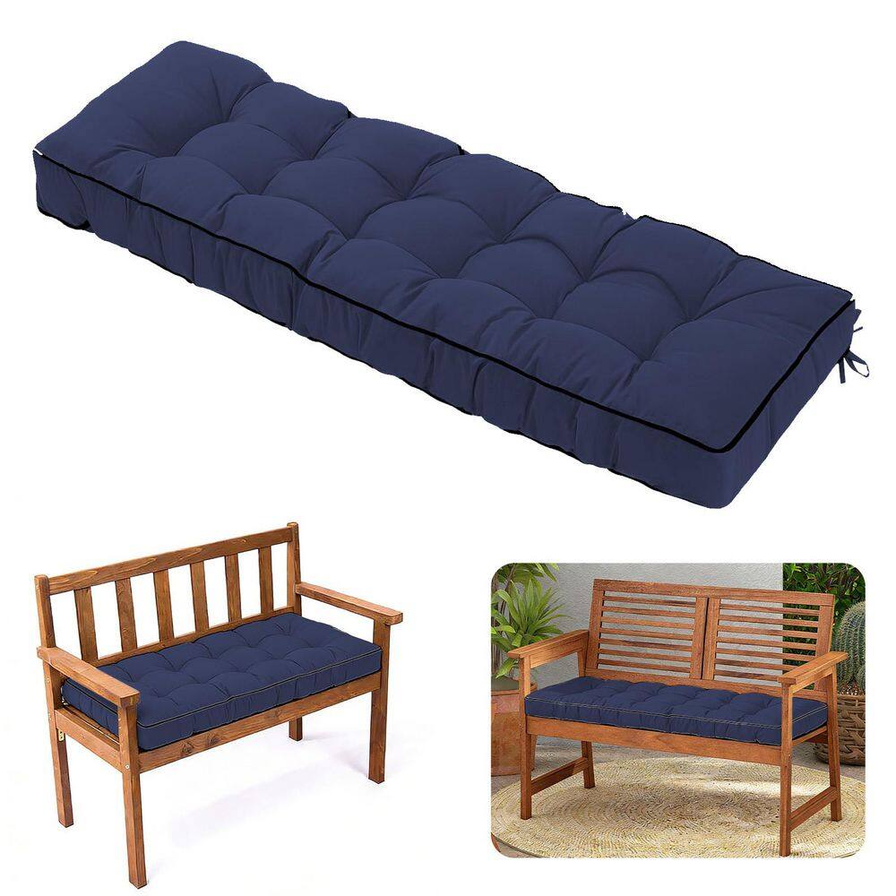 63 in. x 20 in. Outdoor Tufted Bench Cushion for Patio Furniture, Wicker Settee Loveseat Seat Cushion in Navy Blue price history on PriceWatchPro