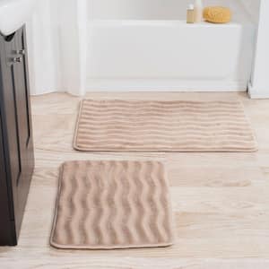 Taupe 20.25 in. x 32.25 in. Memory Foam 2-Piece Bath Mat Set