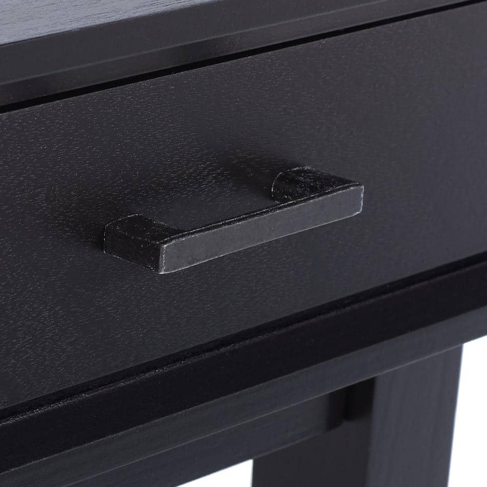 Black Mid-Century Modern Wood Desk with 3 Drawers