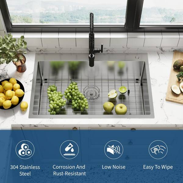 22 in. Undermount Single Bowl 16 Gauge Stainless Steel Kitchen