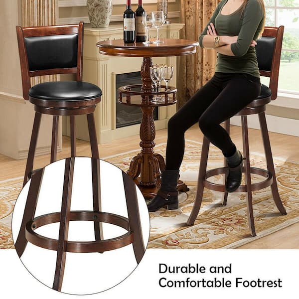 Bar Chairs with Ergonomic Backrest and Comfy Footrest and Soft Padded Seat