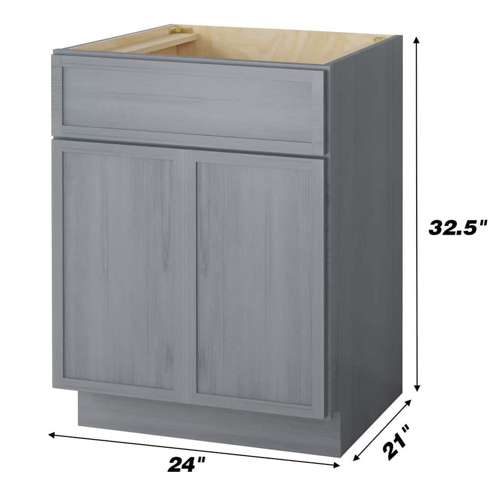 24" Smoky Gray Birch Plywood Freestanding Storage Cabinet