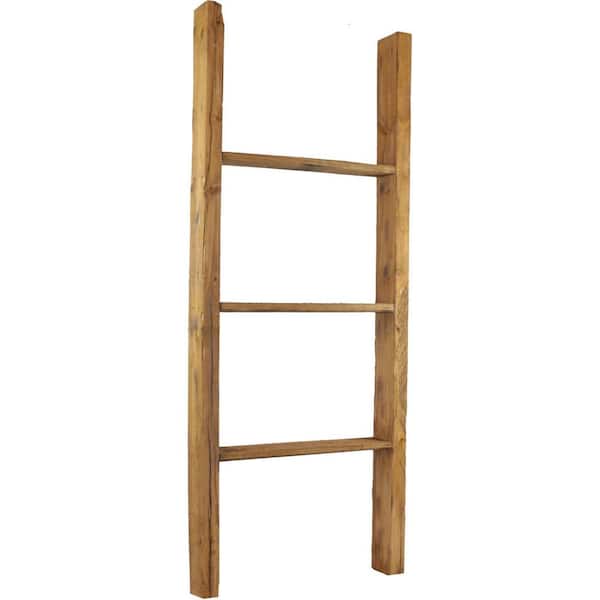 19 in. x 48 in. x 3 1/2 in. Barnwood Decor Collection Weathered Brown Vintage Farmhouse 3-Rung Ladder