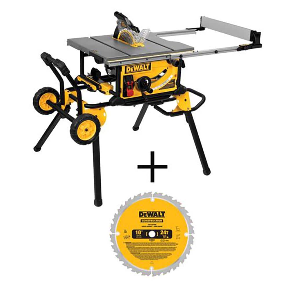 Have a question about DEWALT 15 Amp Corded 10 in. Job Site Table Saw with  Rolling Stand and Construction 10 in. 24-Teeth Thin Kerf Table Saw Blade?  Pg The Home Depot