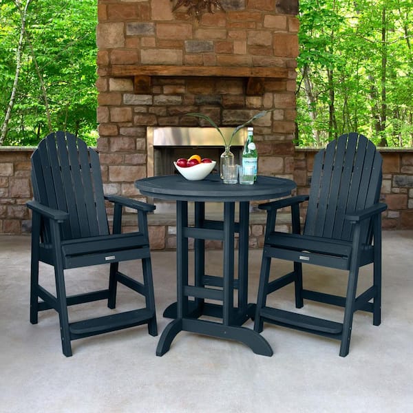 Highwood Hamilton Federal Blue 3-Piece Plastic Round Outdoor Dining Set