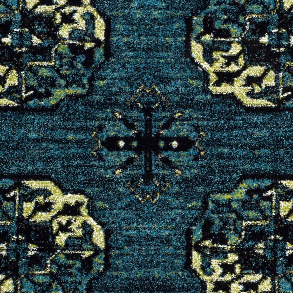 Rectangular Blue Synthetic Easy Care Area Rug
