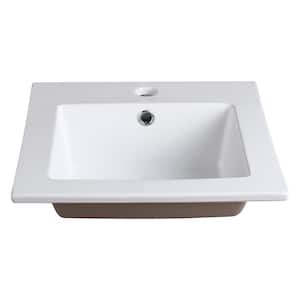 Allier 16 in. Drop-In Ceramic Bathroom Sink in White with Integrated Bowl