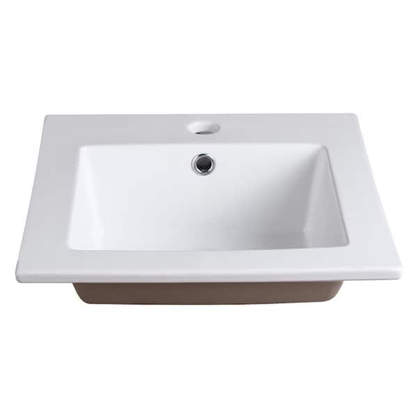 Fresca Allier 16 in. Drop-In Ceramic Bathroom Sink in White with Integrated Bowl
