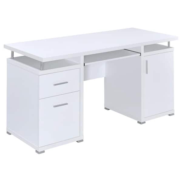Coaster Tracy 55 in. W White 2-Drawer Computer Desk