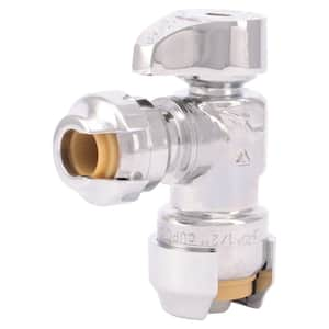 1/2 in. Push-to-Connect x 1/4 in. Push-to-Connect Chrome-Plated Brass Quarter-Turn Angle Stop Valve