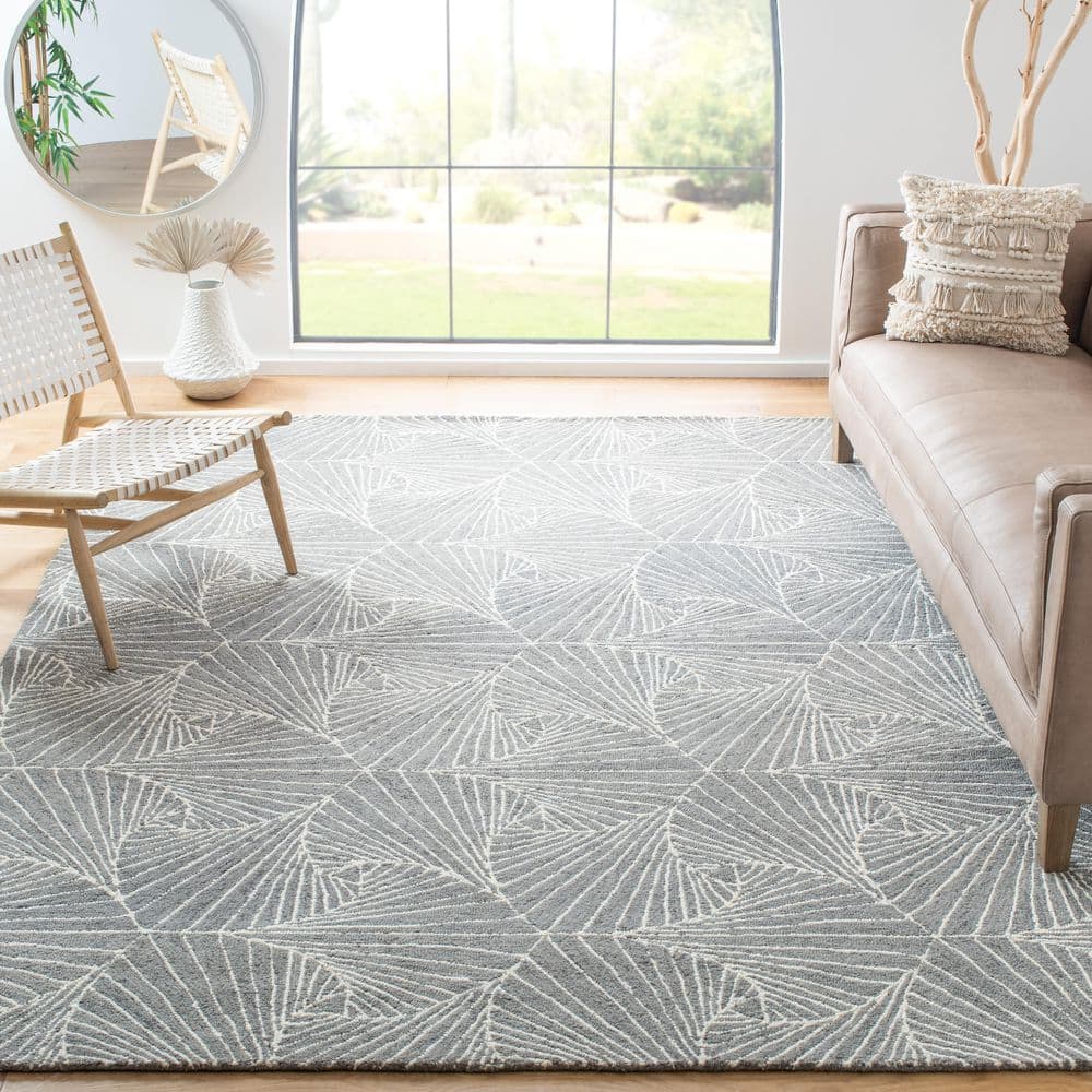 Handmade Gray Wool 8' x 10' Tufted Rectangular Area Rug