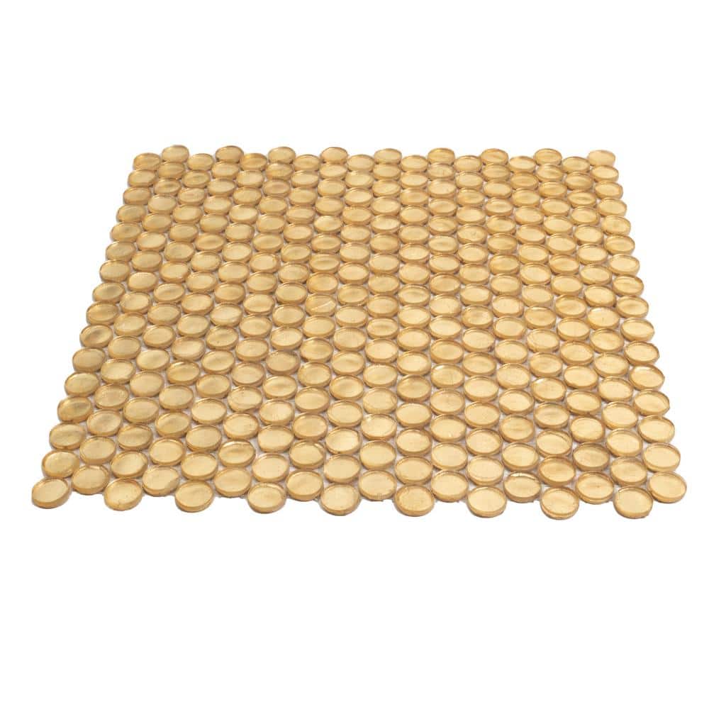 Gold Penny Round Glass Mosaic Tile for Walls and Backsplashes