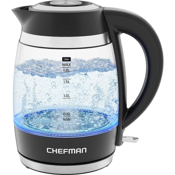 Chefman 7.6 Cup Black Cordless Electric Kettle with Removable Lid RJ11 18 PL The Home Depot