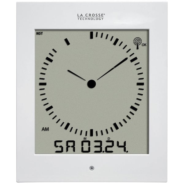 La Crosse Technology Analog Style Digital Atomic Clock in White