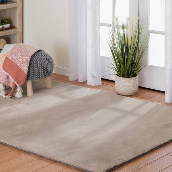 Piper Taupe 7 ft. x 9 ft. Solid Polyester Area Rug