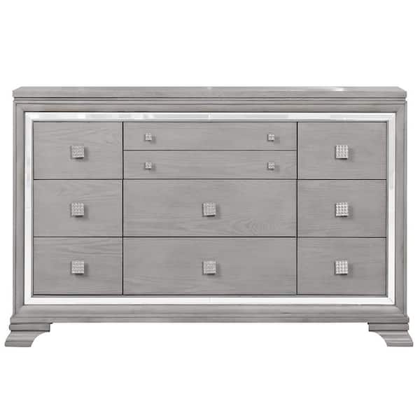 AndMakers Padua Washed Gray 9-Drawer 62 in. W Dresser