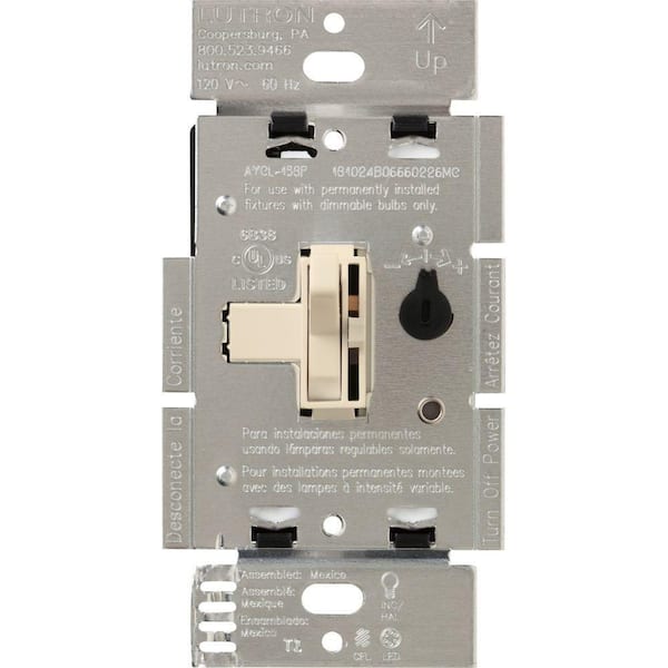 Lutron Toggler LED+ Dimmer Switch for Dimmable LED and Incandescent Bulbs,250W/Single-Pole or 3-Way,Light Almond (AYCL-253P-LA)