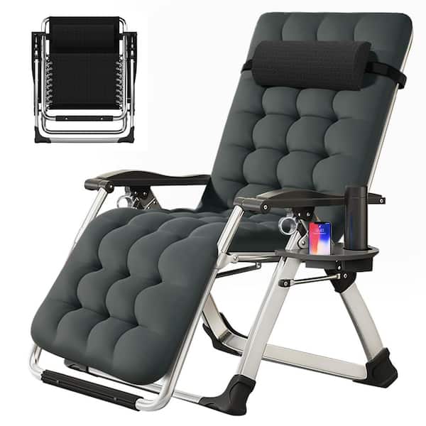 BOZTIY Premium Textilene Fabric Zero Gravity Chair, Folding Portable Patio Lounger with Pearl Cotton Pad, Cup Holder, Headrest