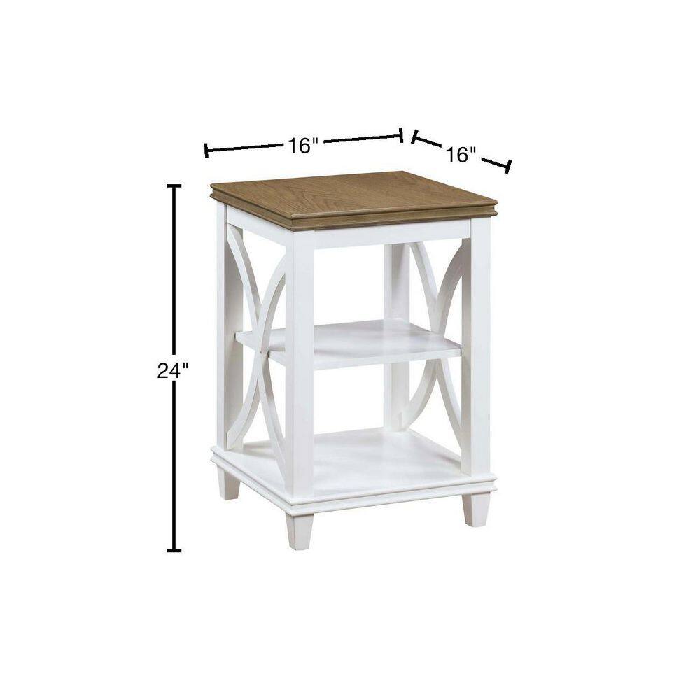 Florence Driftwood and White Wood End Table with Shelves